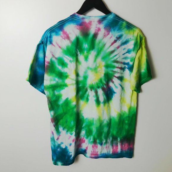 Gildan Tie Dye T Shirt Festival Hippie Trendy Tee Short Sleeve Cotton Logo - Picture 9 of 9